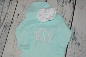 newborn gown and hat