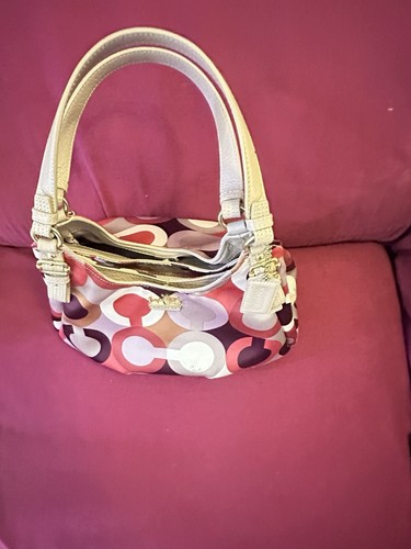 Coach 18764 Madison Op Art Satin Maggie Mia Schultertasche - Lila Mehrfarbig - Bild 19 von 23