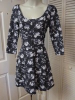 American Eagle Outfitters Gray Black Floral Cotton Spandex Cute Dress L American Eagle Outfitters Gray Black Floral Cotton Spandex Cute Dress L