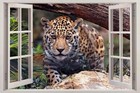 Jaguar Tiger Leopard 3D Window Decal Wall Sticker Decor Art Mural Animals J12