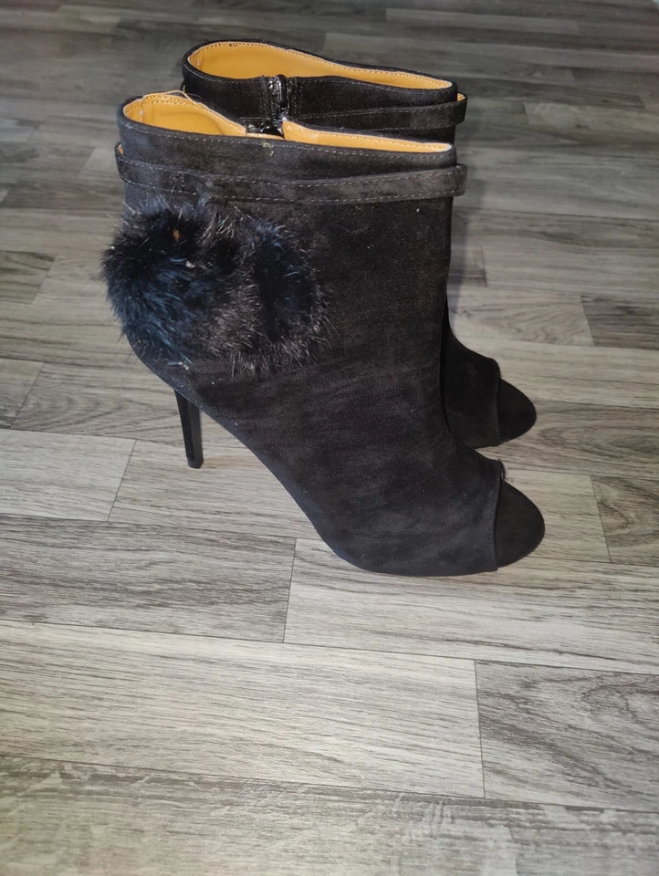 Shoe Republic LA Black 4 Inch High Heel Faux Suede Boots Women's Size 11 - Image 2 of 4