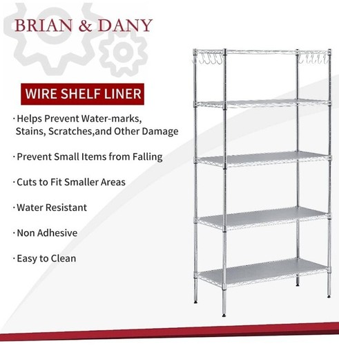 BRIAN & DANY Industrial Wire Shelf Liners 14x36 Gray Set of 5 Heavy Duty Pads - Picture 5 of 6
