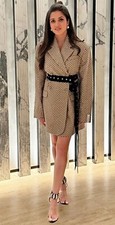Rokh X H&m Studded Wool Blazer Long Double Breasted Beige S L Small Large New