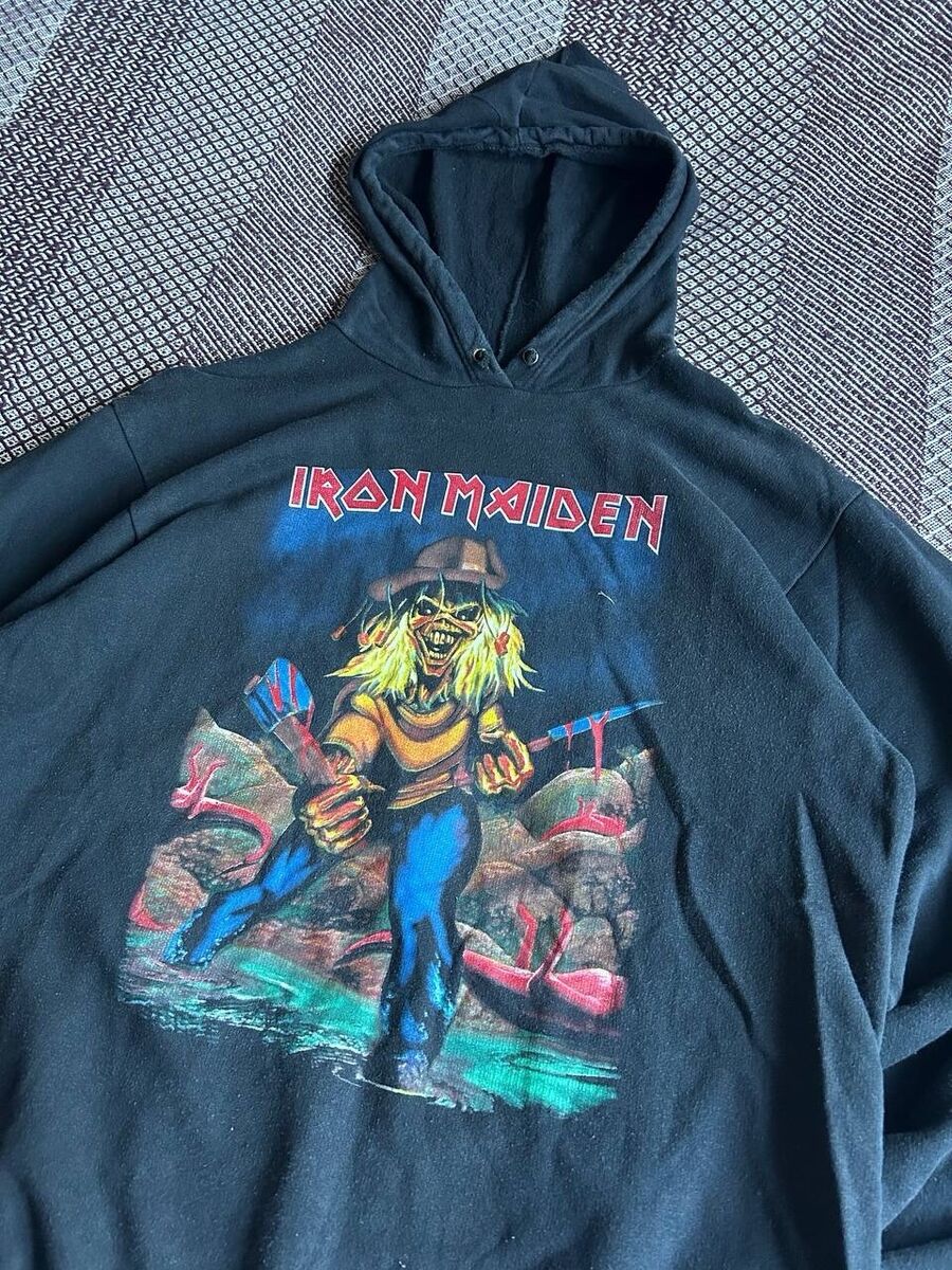 Rare Iron Maiden Hoodie Vintage 90s Rock Size M-L Streetwear Rare Iron Maiden Hoodie Vintage 90s Rock Size M-L Streetwear