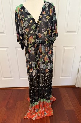 Beautiful NWOT Johnny Was Jade Narciso Mixed Maxi Dress Boho Floral Print L