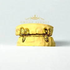 Custom FIT Grillz 4on6 with Open Stars and Front Bar (925 Sterling Silver)