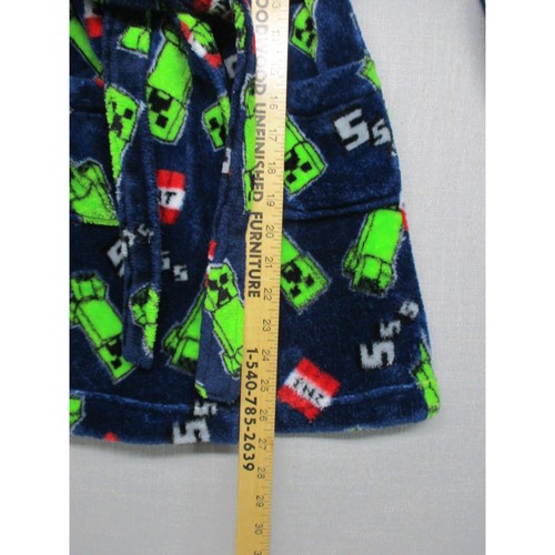 Minecraft Blue Green Cozy Gamer Graphic Belted Robe Size Boys 6/7 - Picture 8 of 12