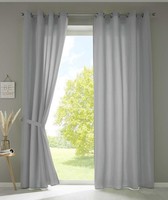 2Er Set Gardinen VorhäNge ÖSen Berlin 245X140Cm Grau Blickdicht Microsatin