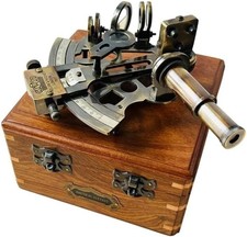 Antiker maritimer Messing Sextant mit Holzkiste - Maritimes Navigationsinstru...