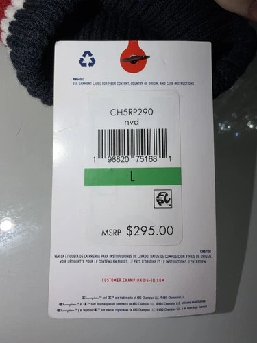 Champion Men's Mixed Media Varsity Bomber Jacket Navy Brown (LARGE) CH5RP290 🐅 image 3