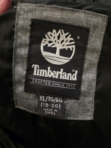 Timberland Boys Long Sleeve Two Tone Hoodie Puffer Jacket Gold Logo XXL 18-20 - Picture 6 of 6