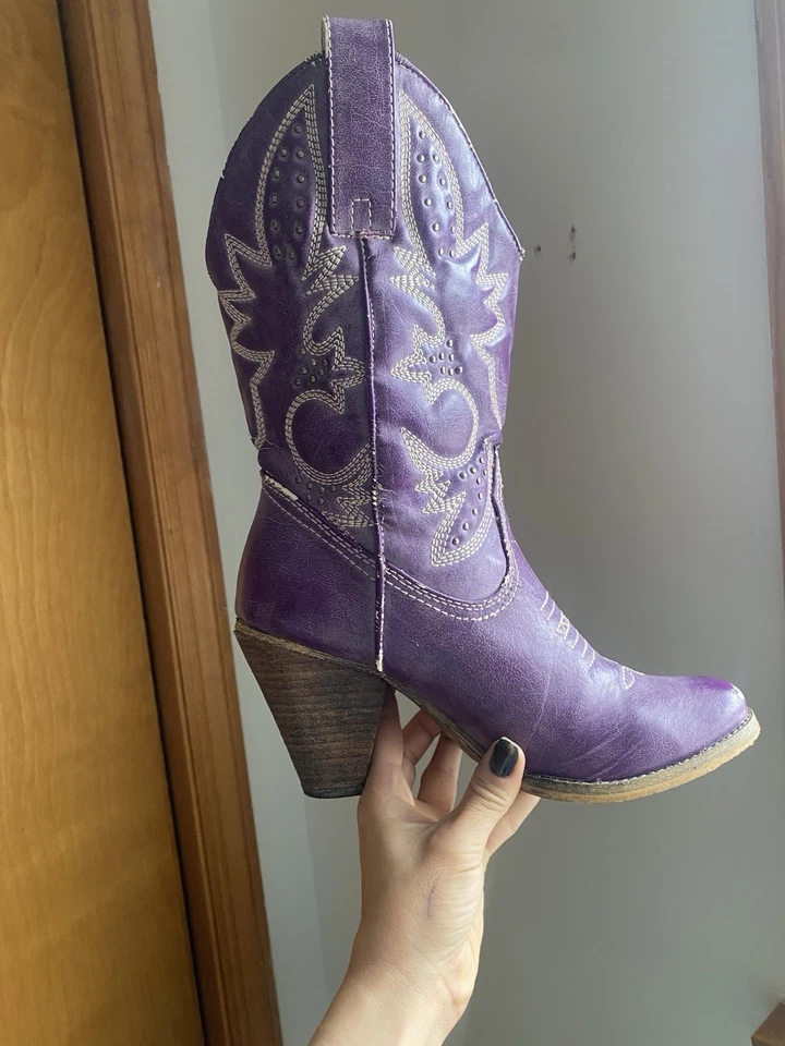 Botas vaqueras vintage Ferrini muy volátiles Denver en morado talla 7,5 Foto 3 de 4