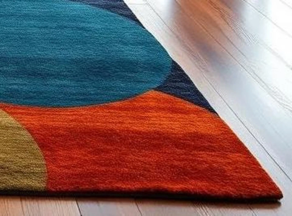 Hand-Tufted Wool Area Rug: Multicolor Abstract Design for living room Bedroom - Image 3 of 4