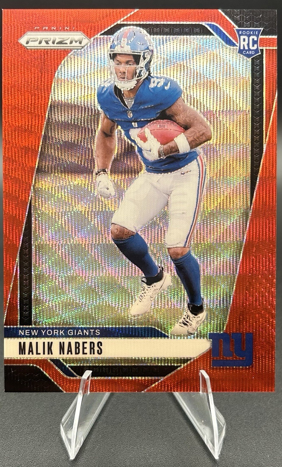 2024 Panini Prizm Malik Nabers #370 Red Wave Prizm /149 Rookie RC Giants