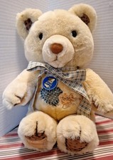 Dakin Tattered Teddy Bear Patched Up Pal 14" Stuffed Plush 1985 Morgan Inc Bow