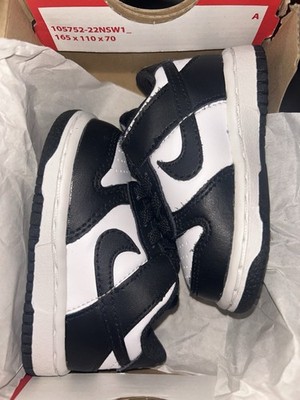 Nike Dunk Low TD Baby Sneakers Black White Leather Lace Up Size 3C CW1589-100
