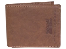 Levi's Men's RFID Traveler Wallet Sleek Slim ID Window Credit Card Holder Tan