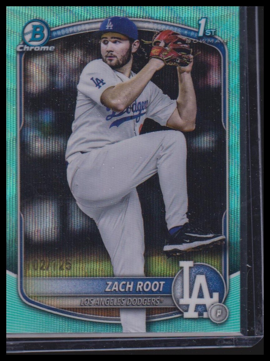 2025 Bowman Draft #BDC-22 Zach Root Chrome Aqua Wave Refractor #/125