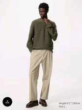 UNIQLO Pleated Wide Pants Polyester Blend | Biege M