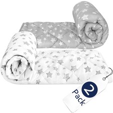2 PCS 39x47 Inch Grey White Star Baby Blanket Toddler Comforter Crib Quilt