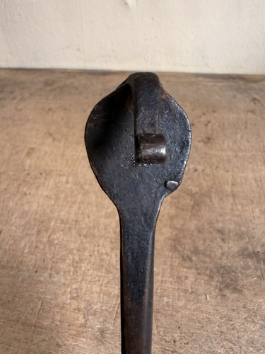 Antique Handmade Iron Hearth Flesh Meat Fork 19th C Folky Heart Design - Picture 8 of 10