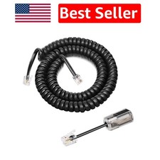 Coiled RJ9 Telephone Handset Cords, 1.2ft-8ft Stretch with Detangler, 2 Pack