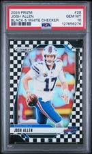 2024 Panini Prizm 🔥JOSH ALLEN🔥 Black & White Checker #28 PSA 10 💎 Gem Mint