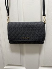 Michael Kors Jet Set Medium Convertible Pouchette Crossbody MK Signature Black