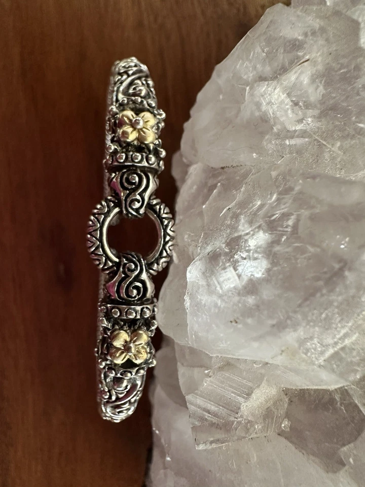 Barbara Bixby серебро и 18k золото цветок прокрутки резной на петлях браслет - Изображение 4 из 4