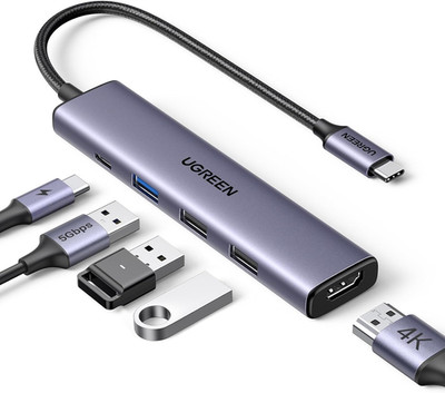 USB C Hub 5 in 1 Multiport Adapter Revodok 105 4K HDMI, 100W Power Delivery, ...