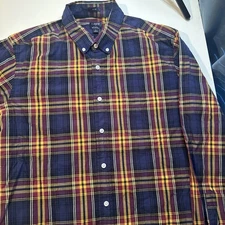 J Crew Men’s Large Flex Washed Slim Fit Untucked Button Down Shirt, Plaid