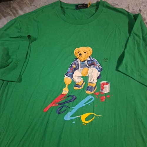 Polo Ralph Lauren Big & Tall Green Teddy Bear Tee Brand New Size XLT - Picture 2 of 8