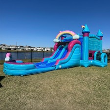JO Perfect Kids Inflatable Bounce House Water Slide Combo w/ Detach Pool Blower