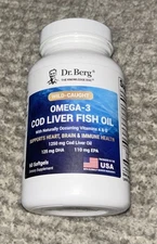 Dr. Berg ~ Omega-3 Cod Liver Fish Oil ~ 60ct ~ Exp 11/27