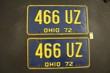1972 - OHIO LICENSE PLATE - PAIR - 466 UZ (AA 7