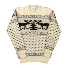 VTG 70s Moose Sweater Mens Small 80s Ski Norway Fair Isle Denmark Xmas Wool
