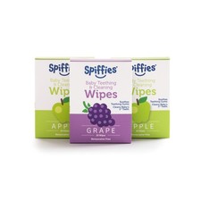Toallitas para dientes de bebé Spiffies - Variedad sabor uva manzana, bebé enriquecido con xilitol