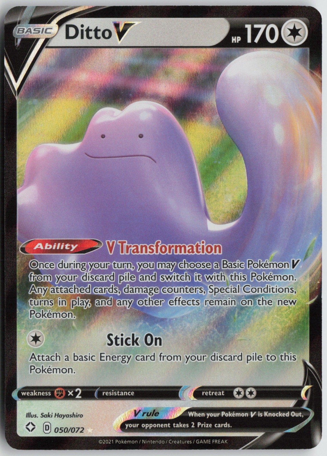 Ditto V Ultra Rare Holo Shining Fates 050/072 NM