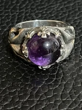 Deva Rose LAS VEGAS Silver Amethyst Onyx Ring, Silver, Vintage Skull