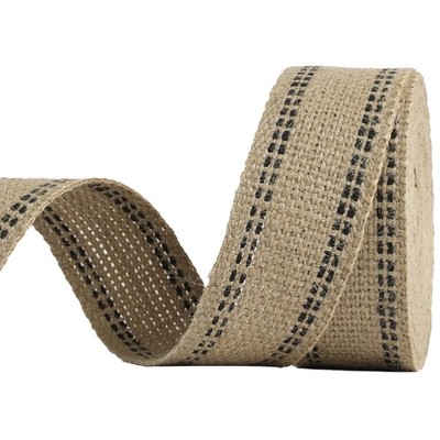 Upholstery Jute Black Webbing 2 Inch Craft Jute Webbing Burlap with Black Stitch