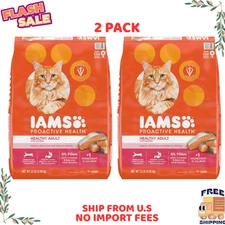 2PK Iams Proactive Health Healthy Adult Chicken Recipe Dry Cat Food, 22-lb bag