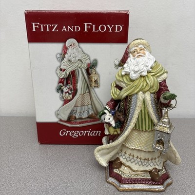 Fitz & Floyd RARE Gregorian Musical RED CLOAK, 9  Santa Figurine With Lantern