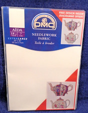 DMC Needlework Fabric Aida White Extra Large 20x30" 18 Count Bonus Teapot Chart