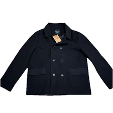 NWT Boohoo Man Black Pea Coat Size XL