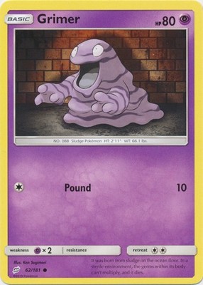 Grimer - 62/181 - Common (Lp) Team Up - Psychic Pokémon