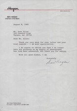 BEN HOGAN - TYPED LETTER SIGNED 08/08/1989