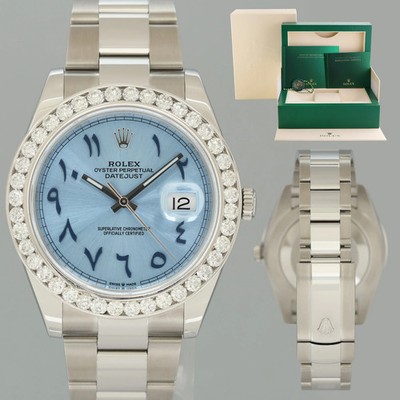 BLUE ARABIC Rolex DateJust 126334 Diamond Oyster Fluted 41mm Watch Box