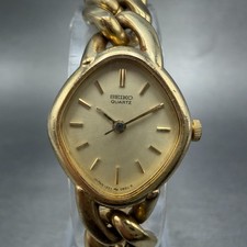 Seiko Watch Women 19mm Champagne Dial Gold Tone 1221-5600 New Battery Vintage