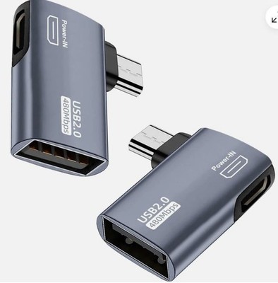 2 Pack OTG Cable Adapter for Fire TV Stick 4K 90 Degree Left and Right Angle Po