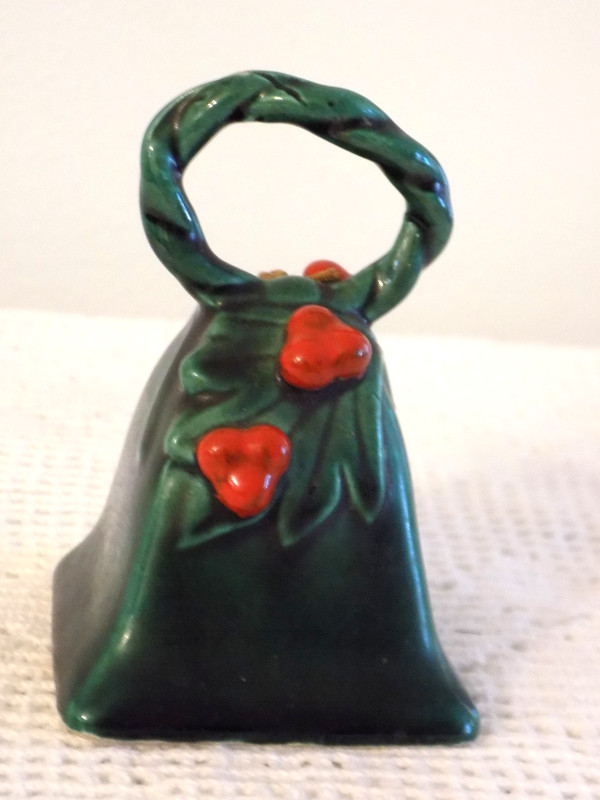 1950's Lefton Christmas Ornament Bell with Holly Berry Dinger 3 1/2 inch Tall